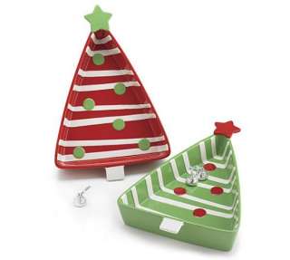 Christmas Tree Shaped Candy Treat Jar Dish Ceramic Holiday Gift Decor 