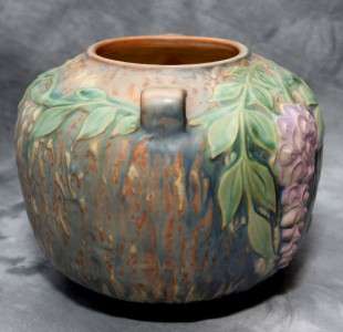 Lovely Roseville Pottery Wisteria Two Handled Vase 1930s  
