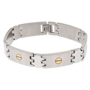  Edforce Stainless Steel Two Tone Bracelet with Nailhead 