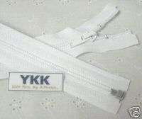 100) 35 #5 Nylon Coil Zippers~Separating~ White ~ YKK  