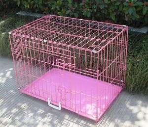 48 2 Door Pink Folding Dog Crate Cage Kennel LC ABS 814836017541 