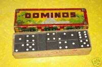 Vintage Halsam Wooden Dominoes Set In Box Complete NICE LOOK  