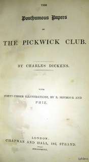 The Pickwick Club   Charles Dickens   First Edition   1837  Authors 