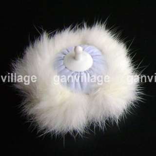 Super Soft Fluffy Body Powder puff Rabbit Fur Blue New  