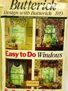 PATTERN BUTTERICK 189 EASY TO DO CURTAINS WITH VALANCE & JABOT  