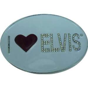  I Love Elvis Rhinestone Belt Buckle (Brand New 