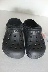 NIB Kids Black Crocs Feat Shoes Fur Lined Size Girls 12 Boys 13 C 
