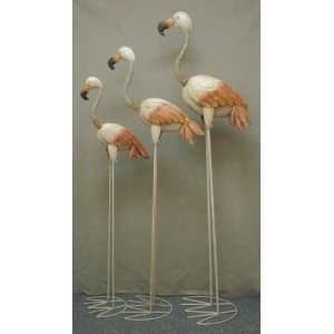  Set of 3 Metal Flamingos