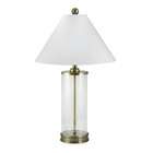 Lamp Works Antique Brass and Clear Glass Cylinder Table Lamp
