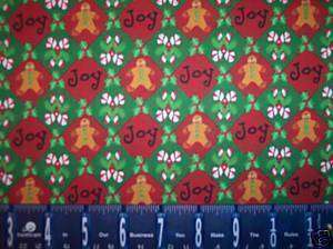 CHRISTMAS CANDY CANE GINGERBREAD FABRIC  