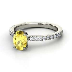  Colette Ring, Oval Yellow Sapphire 14K White Gold Ring 