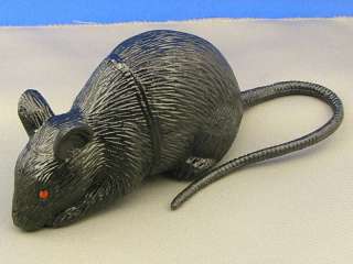 Crouching Scary Black Rubber Rat Mice Rodent Toy Mouse  