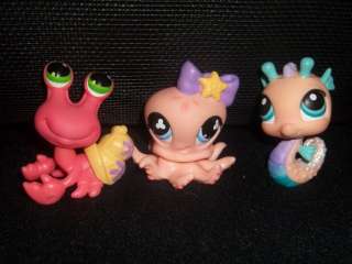Littlest Pet SHop LPS #513 #426 #188 Sea Friends Lot Octopus Crab Sea 