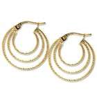 JewelBasket Hoops   14k Yellow Gold Diamond Cut Multi Tier Hoop 