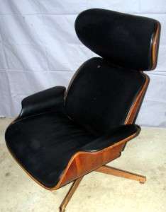 Plycraft Chair Ottoman Black Leather Eames Tuftless Lounge George 