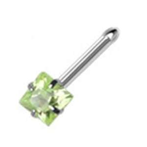 20g Surgical Steel Nose Ring Stud Body Jewelry Piercing with Green Gem 