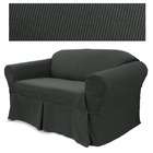 Easy Fit Elegant Ribbed Black Furniture Slipcover   Size Chair