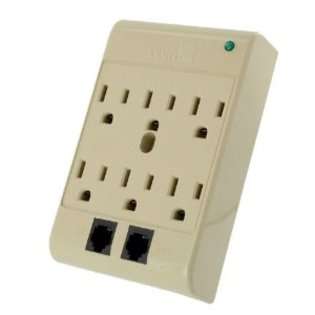   Housing 120 Volt 15 Amp Surge Protected, 6 Outlet Surge Adapter, Beige