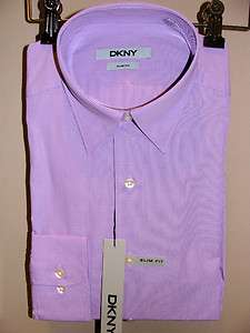   DKNY LILAC MINI CHECK PATTERN/BUTTON DOWN SLIM FIT DRESS SHIRT NEW