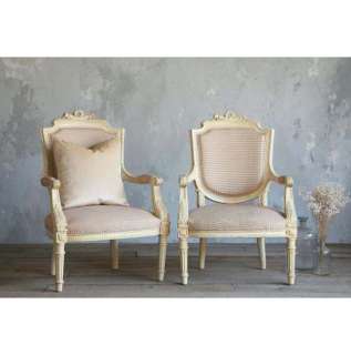 French Vintage Upholstered Cream Yellow Armchairs  Your Dreams Just 