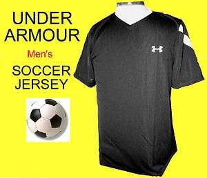 Mens UNDER ARMOUR HeatGear SOCCER Futbol JERSEY Shirt XL BLACK  
