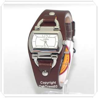 FOSSIL WOMENS BROWN CUFF LEATHER WATCH ES2482  