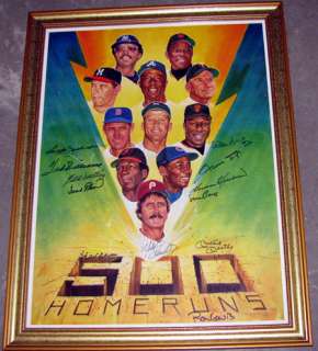 500 Home Run Club auto signed PSADNA 21x27 Poster FRAME  
