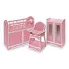   Folding Doll Furniture Set with Storage Crib, High Chair, and Armoire