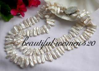 2row 20mm baroque white biwa freshwater pearl necklace  