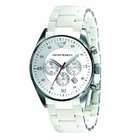   Armani Mens AR5859 Sport White Silicone Silver Chronograph Dial Watch