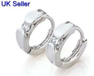 cute small real white gold filled cz hoop earrings 1  