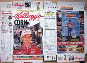 1996 Jeff Gordon NASCAR Kelloggs Corn Flakes Cereal Box unused Flat 
