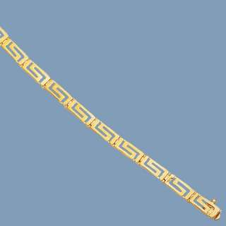 Solid Greek Key Cut Out Bracelet 14K Yellow Gold 4mm  