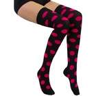   Black With White Polka Dot Thigh High Stocking Sock   Black/Pink