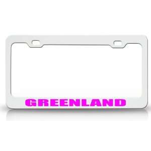 GREENLAND Country Steel Auto License Plate Frame Tag Holder, White 