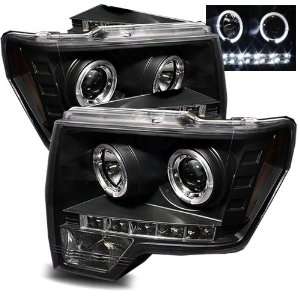  09 10 Ford F 150 Black LED Halo Projector Headlights Automotive