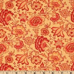  45 Wide Veranda Floral Orange Fabric By The Yard Arts 