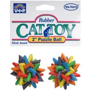  VO TOYS/VIP 2 INCH RUBBER KITTY PUZZLE BALL 2 PACK Pet 