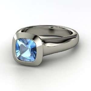    Geneva Ring, Cushion Blue Topaz 14K White Gold Ring Jewelry