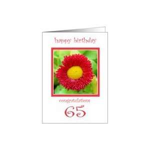  65 Years Old Red Flower Birthday Card Card Toys & Games