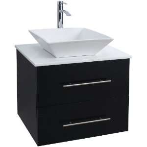Bianca 24 Bathroom Vanity   Espresso with White Stone Counter and 