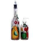 ArtisanStreets Fruit Hand Painted Pour Bottle & Dispenser Set