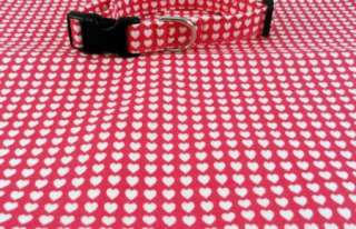 Awesome White Hearts on Hot Pink Dog or Cat Collar  