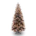 National Tree 7 1/2 Dunhill Fir Slim Hinged Christmas Tree with Snow 