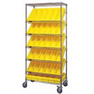   Wire Shelving Unit with Bins   WRS 7 604   18x48x74