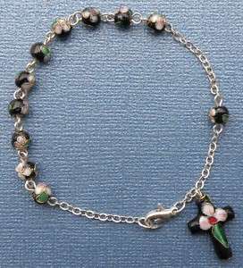 Blk Cloisonne Beads One Decade Rosary Bracelet (Italy)  