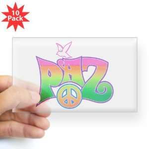  Sticker Clear (Rectangle 10Pk) Paz Spanish Peace with Dove 