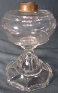 1898 Findlay King Heart Pattern Glass Kerosene Oil Lamp  