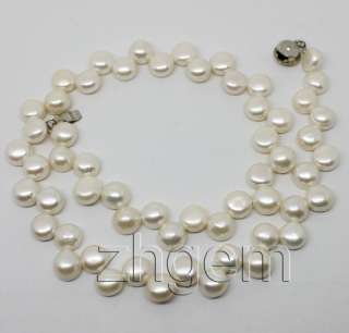 9mm natural white freshwater pearl choker necklace 15  