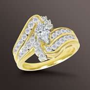 Tradition Diamond 1 cttw Marquise and Round Diamond Swirl Engagement 